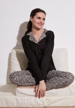 LELA Soft TouchPigiamaLeopard Black Donna Intimo Notte E Loungewear L6S81P00N-Q11 -Lela 039fc0ab51bc4351925c0ddd9bed6dfe