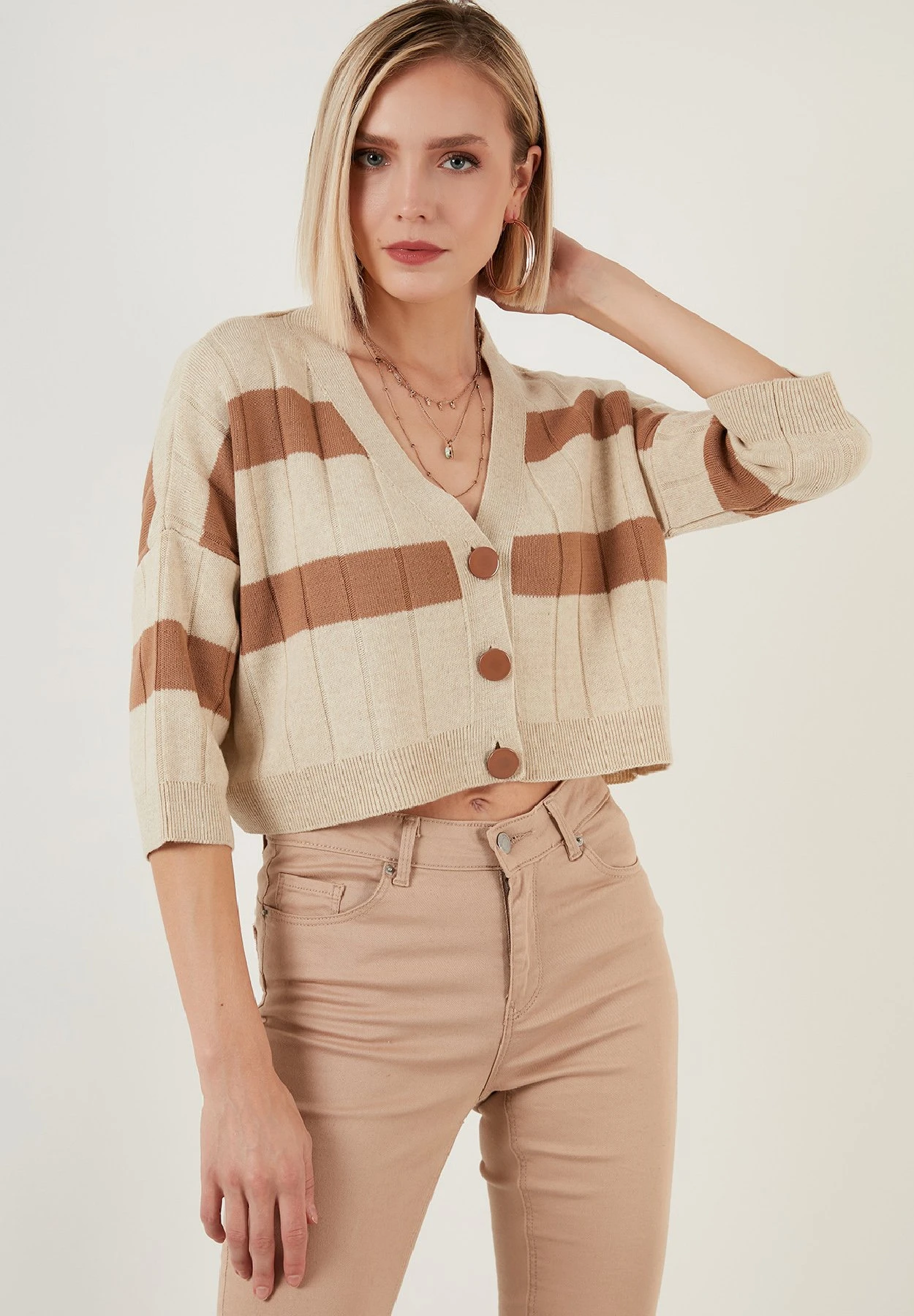 LELA Regular FitCardiganCream Donna Maglieria L6S21I04A-O11 3 LELA Regular FitCardiganCream Donna Maglieria L6S21I04A-O11 - immagine 3