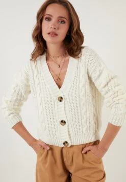 LELA Regular FitCardiganEcru Donna Maglieria L6S21I02G-A11