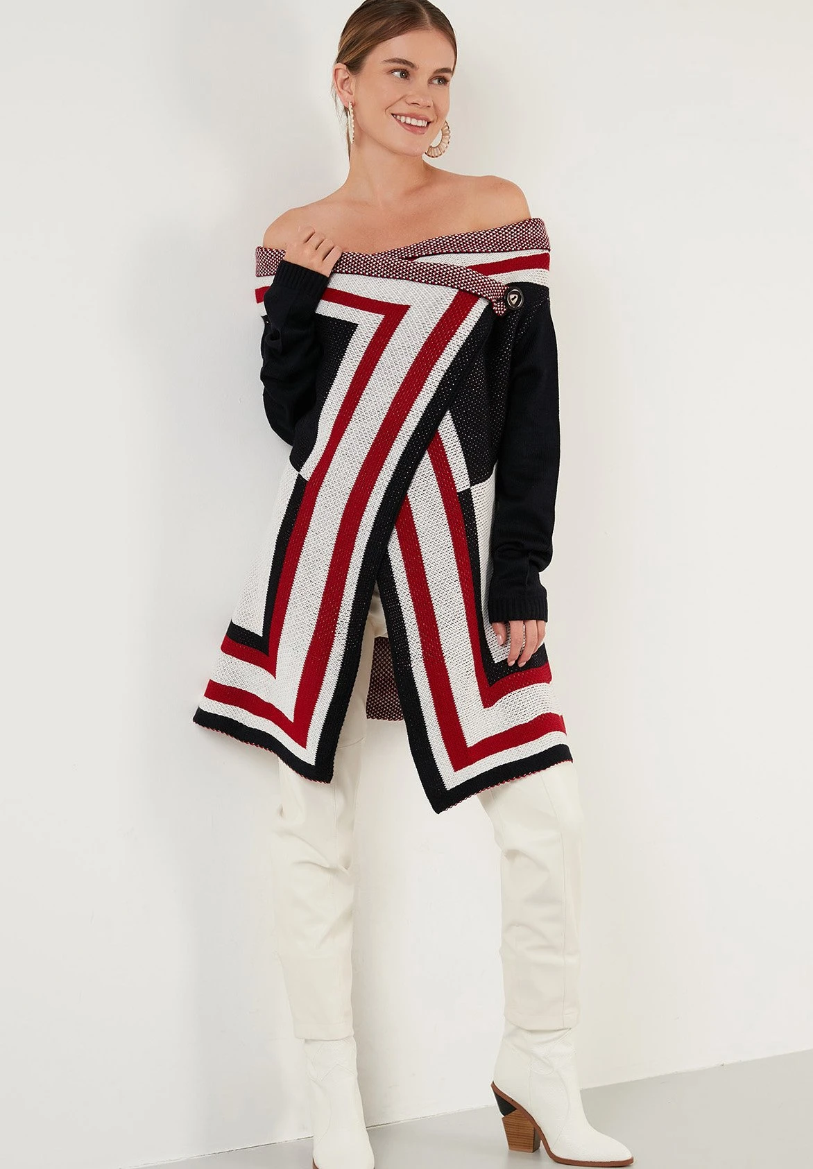 LELA Regular FitCardiganDblue/Ecru/Red Donna Maglieria L6S21I04D-K11 2 LELA Regular FitCardiganDblue/Ecru/Red Donna Maglieria L6S21I04D-K11 - immagine 2