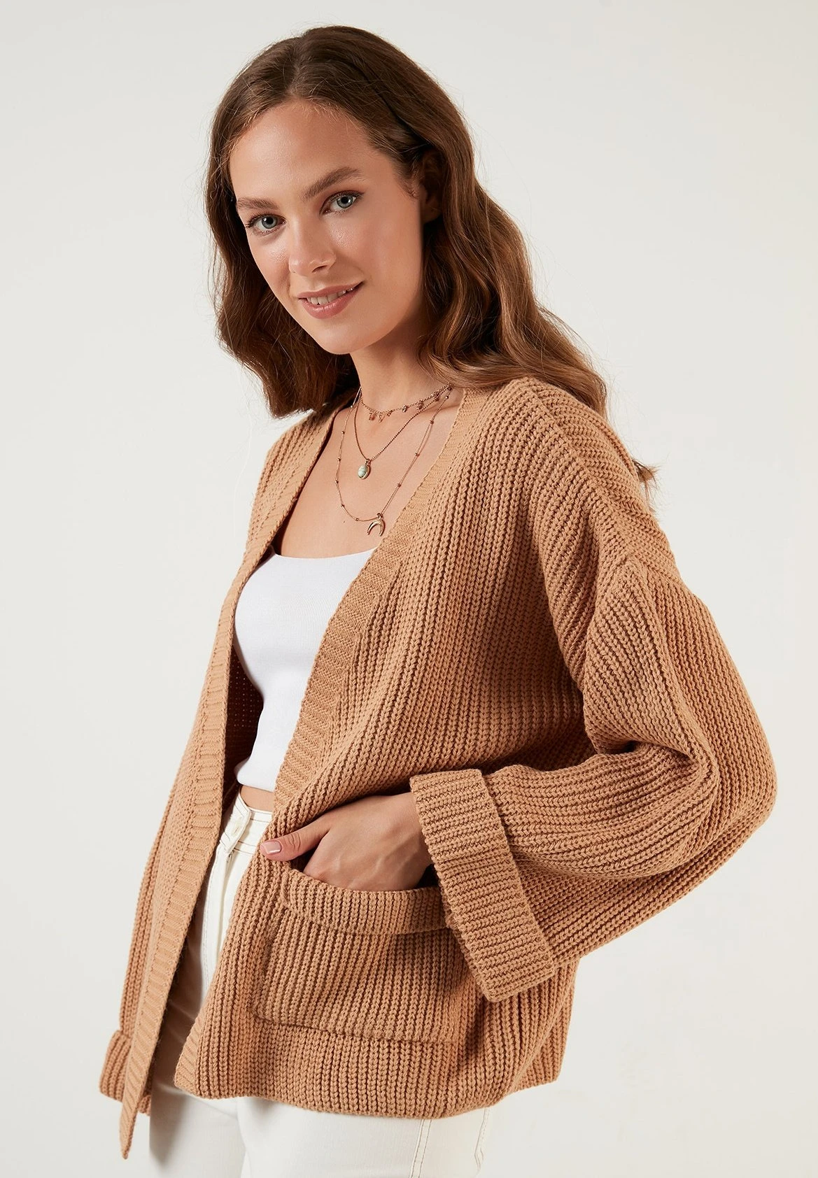 LELA CardiganCamel Donna Maglieria L6S21I02M-B11 3 LELA CardiganCamel Donna Maglieria L6S21I02M-B11 - immagine 3