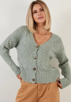 LELA Regular FitCardiganAlmond Green Donna Maglieria L6S21I03F-M11