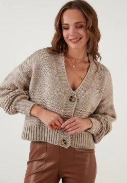LELA Regular FitCardiganStone Donna Maglieria L6S21I02I-C11
