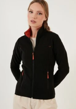 LELA High Collar Zipper- Giacca In Pile - Black -Lela 1f5ec6fc13314d78b6a179b5a8711cbe