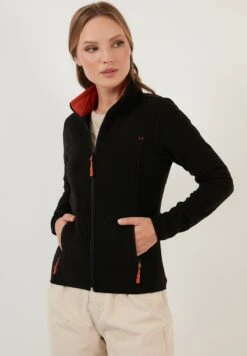 LELA High Collar Zipper- Giacca In Pile - Black