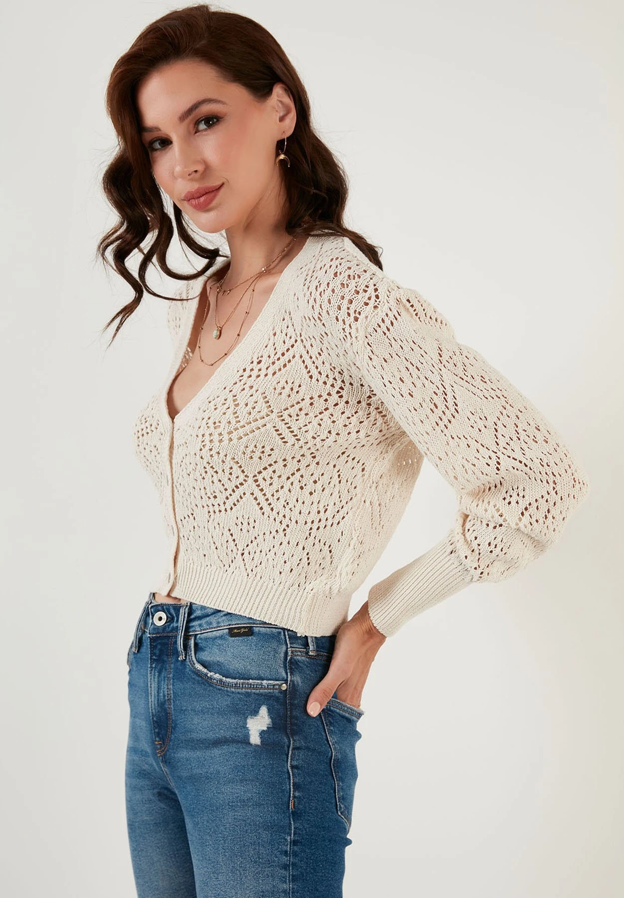 LELA Regular FitCardiganEcru Donna Maglieria L6S21I02V-A11 5 LELA Regular FitCardiganEcru Donna Maglieria L6S21I02V-A11 - immagine 5