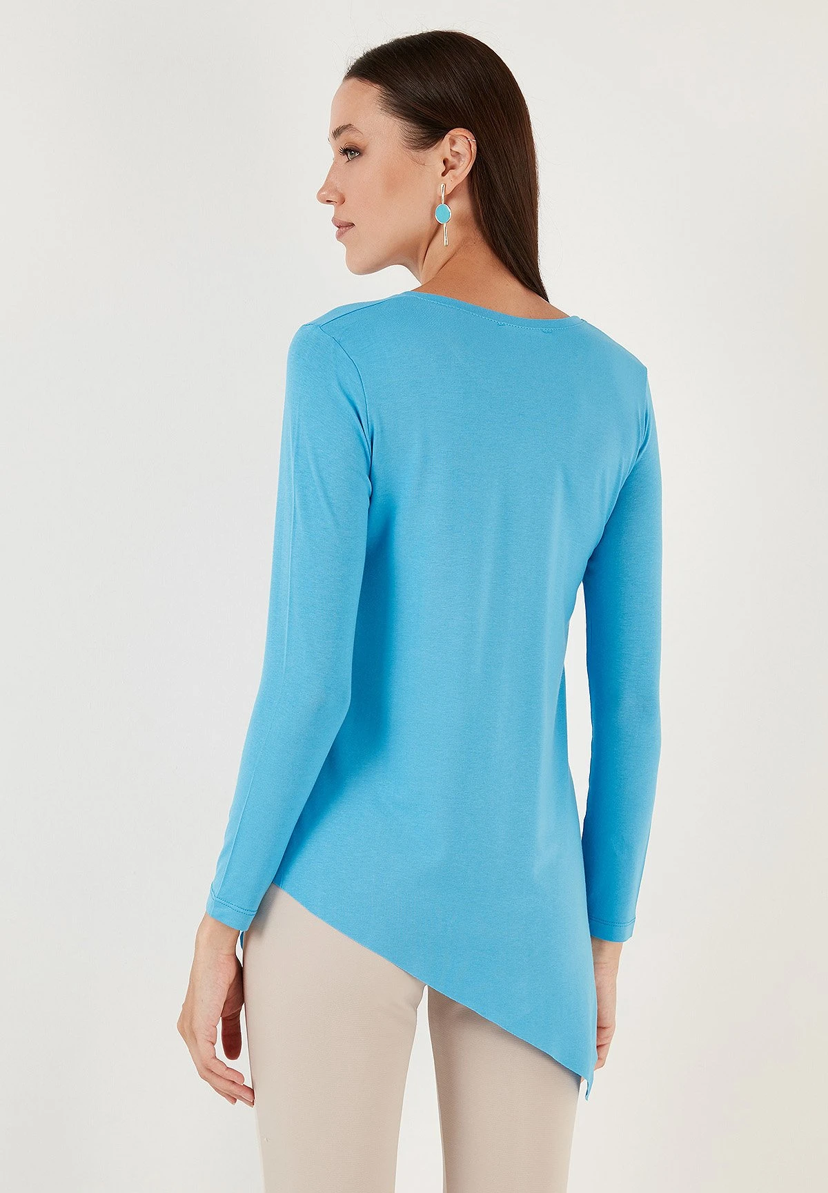 LELA Asymmetric Cut Crew Neck- Maglietta A Manica Lunga - Blue 2 LELA Asymmetric Cut Crew Neck- Maglietta A Manica Lunga - Blue - immagine 2