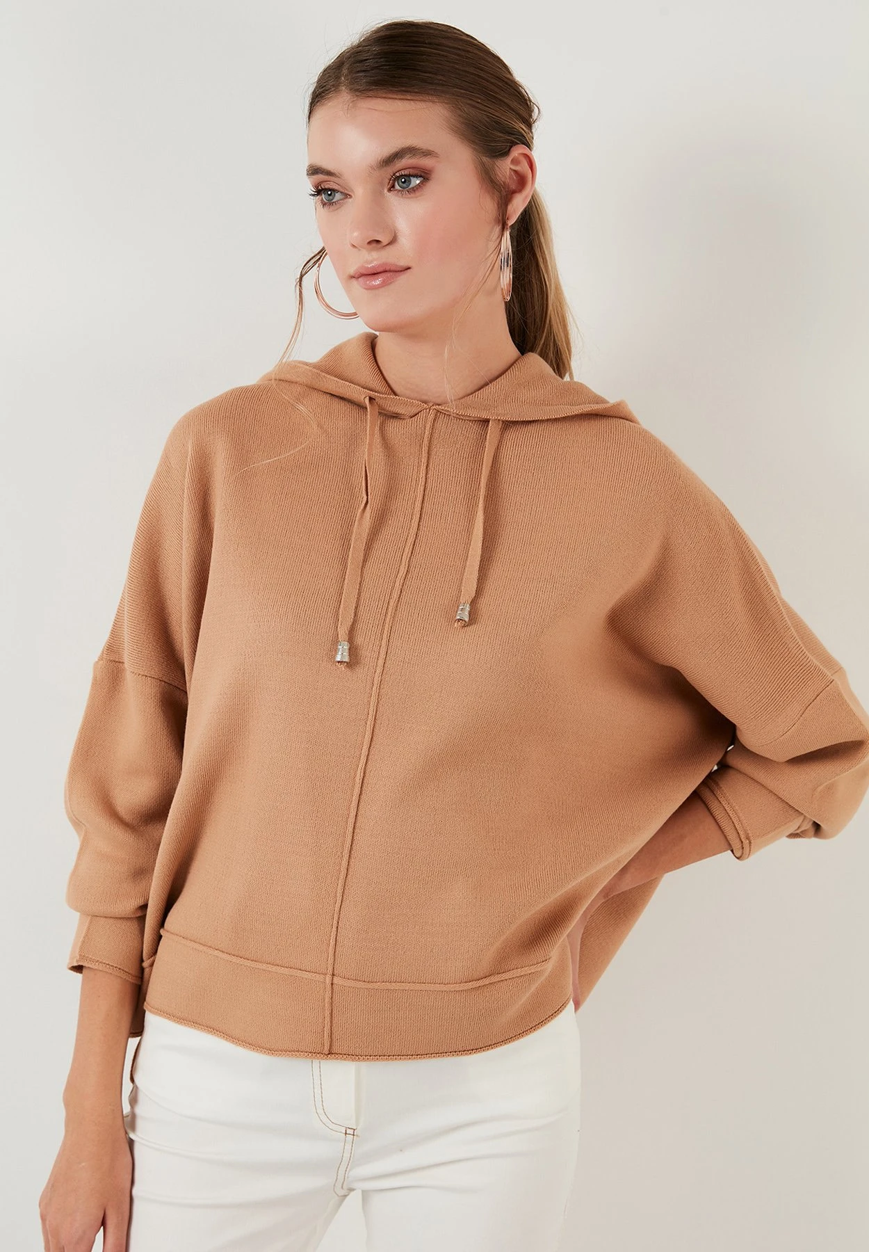 LELA Felpa Con CappuccioCamel Donna Maglieria L6S21I020-B11 1 LELA Felpa Con CappuccioCamel Donna Maglieria L6S21I020-B11