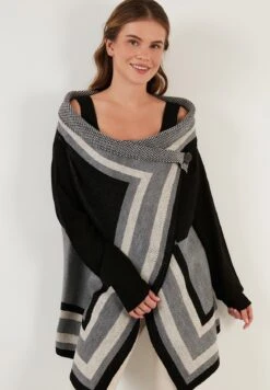 LELA Regular Fit - Cardigan - Black/Grey/Mink