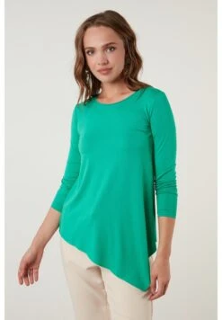 LELA Asymmetric Cut Crew Neck Maglietta A Manica LungaBenetton Color Donna T-shirt E Top L6S21E000-M11 -Lela 4cbcf81fb20c424887dcca96442962ca