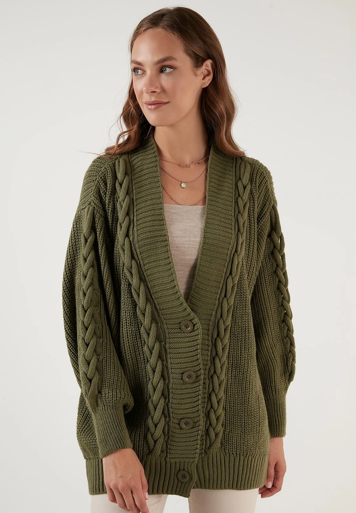 LELA CardiganLight Khaki Donna Maglieria L6S21I02L-N11 1 LELA CardiganLight Khaki Donna Maglieria L6S21I02L-N11