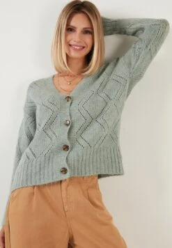LELA Regular FitCardiganAlmond Green Donna Maglieria L6S21I03F-M11 -Lela 6d88c914c3f244bbaf2e85a9f749eaa3
