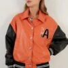 LELA Loose FitGiacca In SimilpelleOrange Donna Giacche E Blazer L6S21U01C-H11
