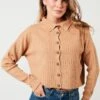 LELA Regular FitCardiganCamel Donna Maglieria L6S21I010-B11
