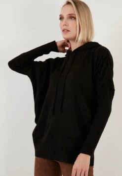 LELA Regular FitFelpa Con CappuccioBlack Donna Maglieria L6S21I033-Q11 -Lela 7a842ee0d00c4000895161f0aacf9481