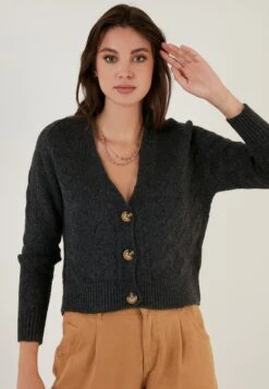LELA Regular Fit - Cardigan - Anthracite 9 LELA Regular Fit - Cardigan - Anthracite -Lela 7fb63c3aba534a02a902a07476e81438
