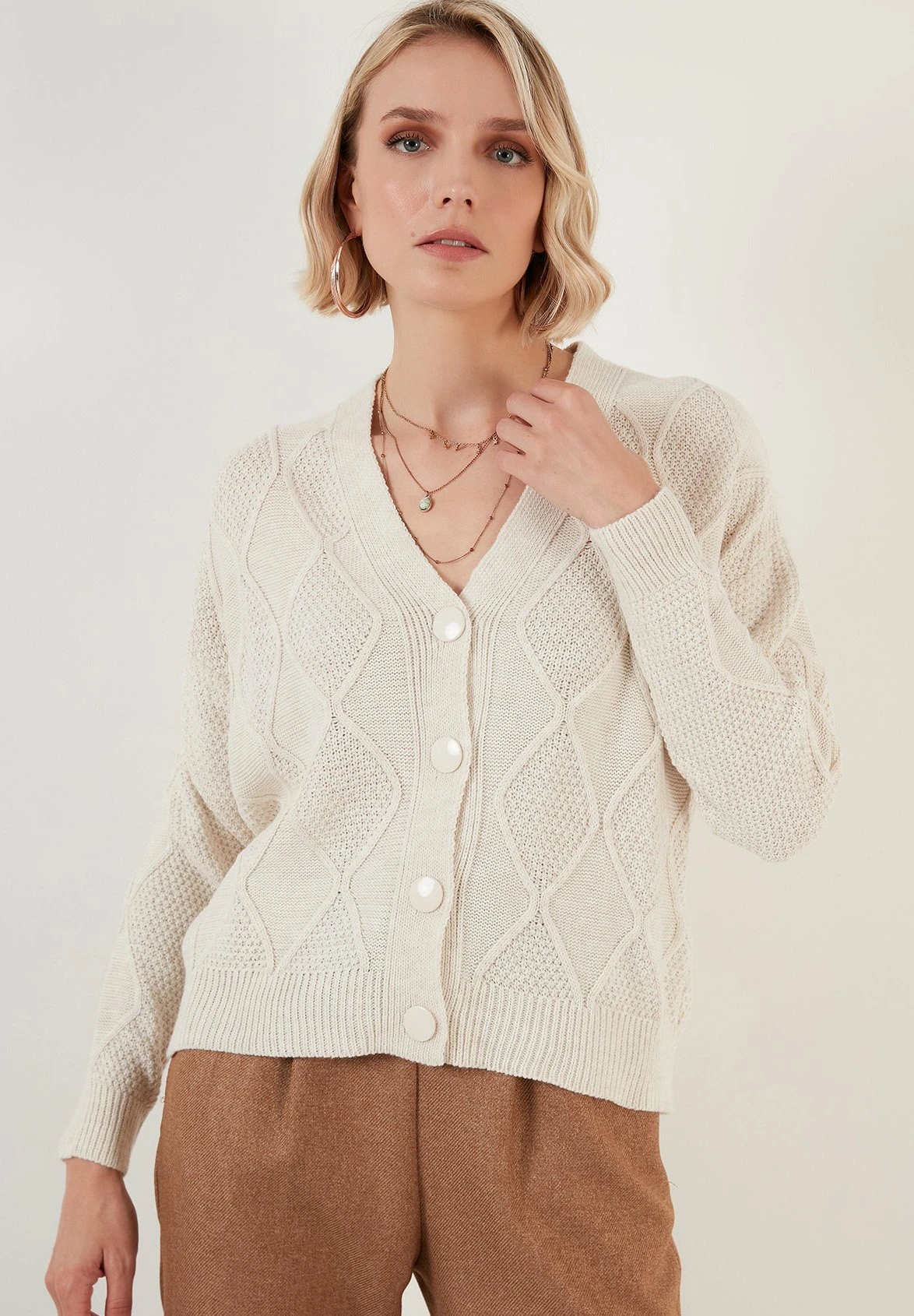 LELA CardiganEcru Donna Maglieria L6S21I03R-A11 6 LELA CardiganEcru Donna Maglieria L6S21I03R-A11 - immagine 6