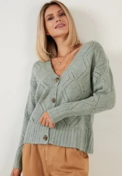 LELA Regular FitCardiganAlmond Green Donna Maglieria L6S21I03F-M11 -Lela 9a15f27ba25b4783baa5ed3b9f25d492