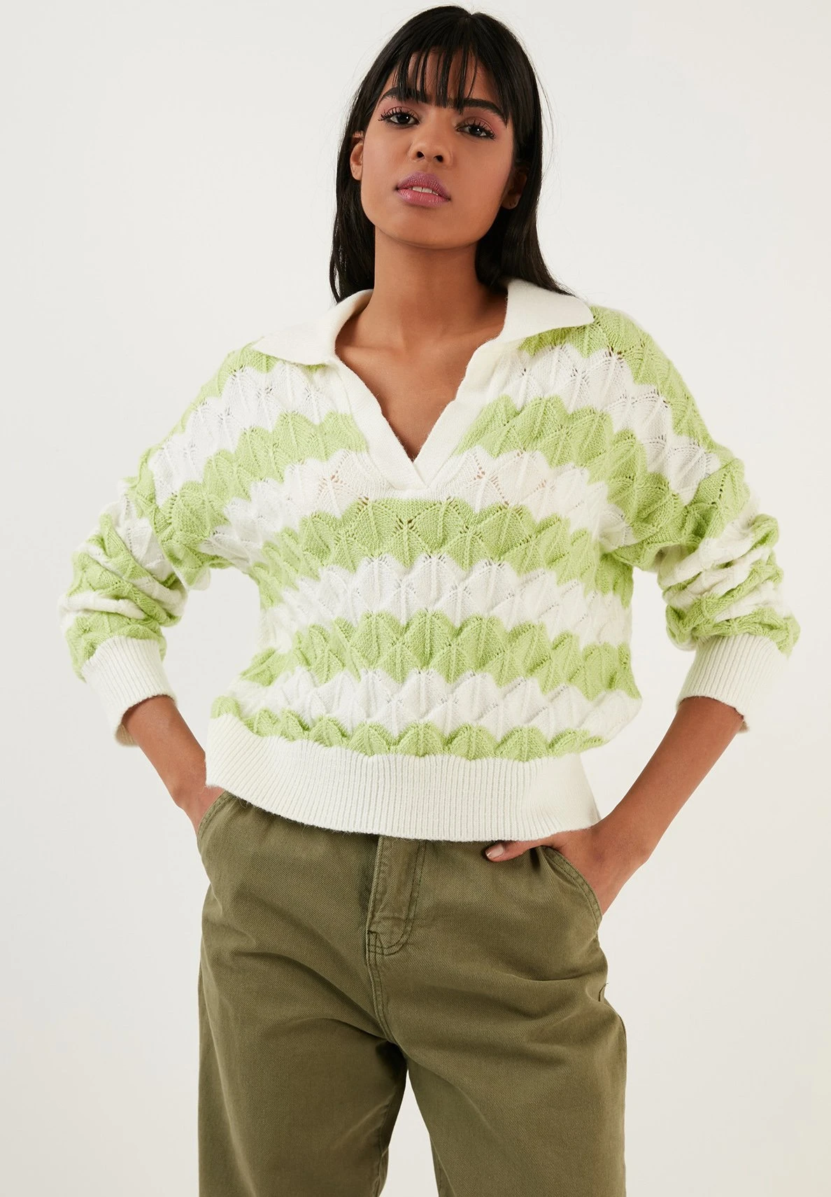 LELA Polo - Ecru/Green 4 LELA Polo - Ecru/Green - immagine 4