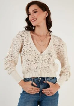 LELA Regular FitCardiganEcru Donna Maglieria L6S21I02V-A11