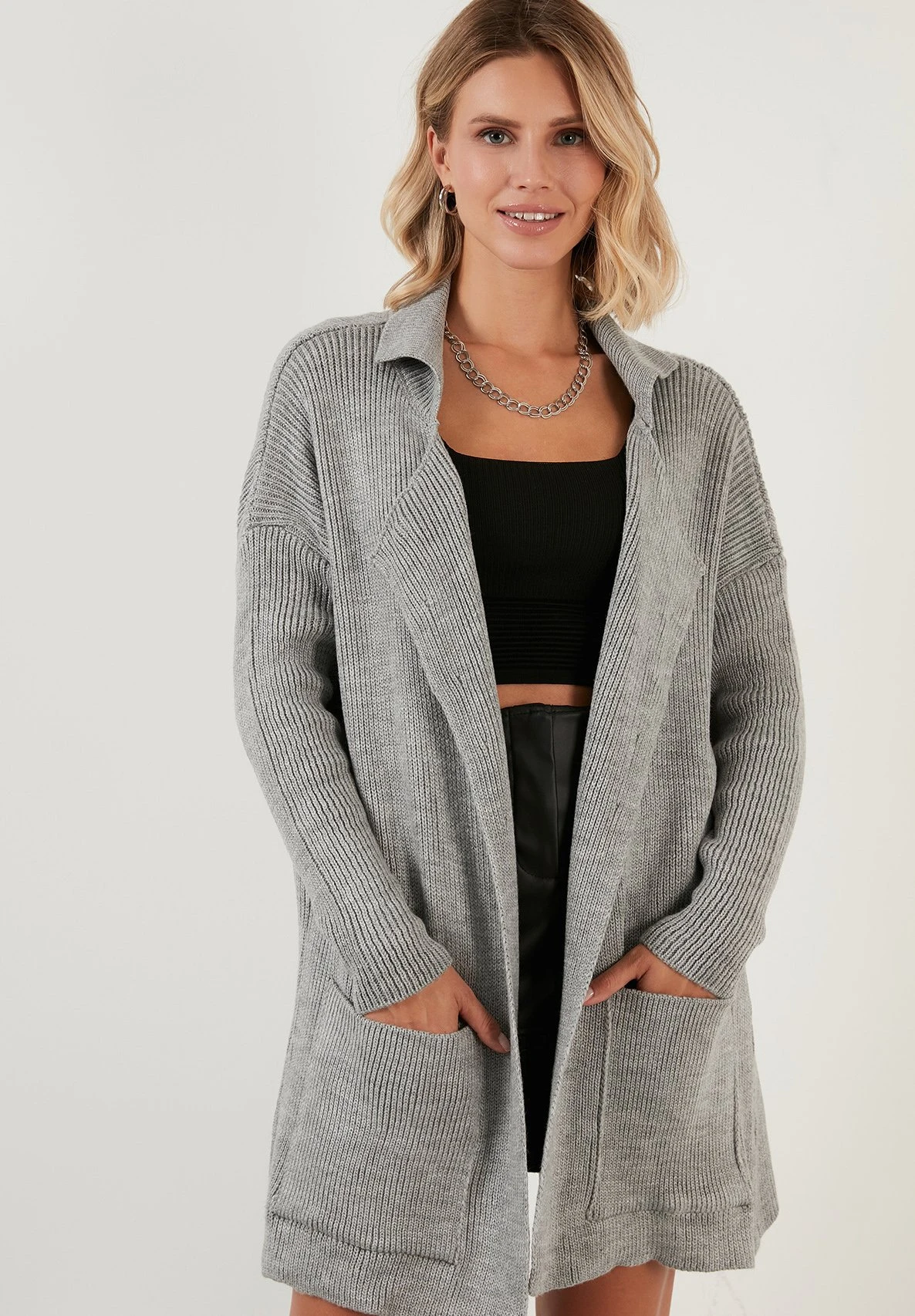 LELA Regular Fit - Cardigan - Grey 5 LELA Regular Fit - Cardigan - Grey - immagine 5