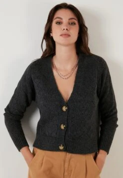 LELA Regular Fit - Cardigan - Anthracite