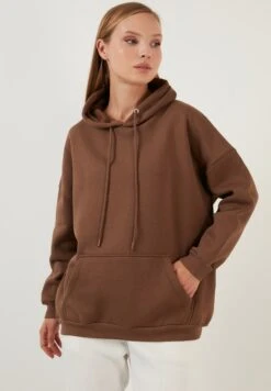 LELA Regular Fit - Felpa Con Cappuccio - Brown -Lela b1b93de03bf64198831e6db2834b2cc6