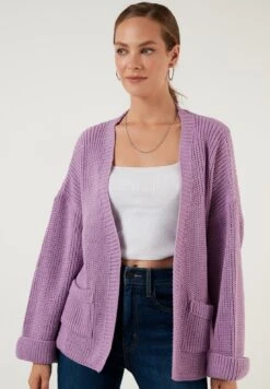 LELA CardiganLilac Donna Maglieria L6S21I02M-I11 -Lela b6eba2e317e04df5ade17cdfb4429885