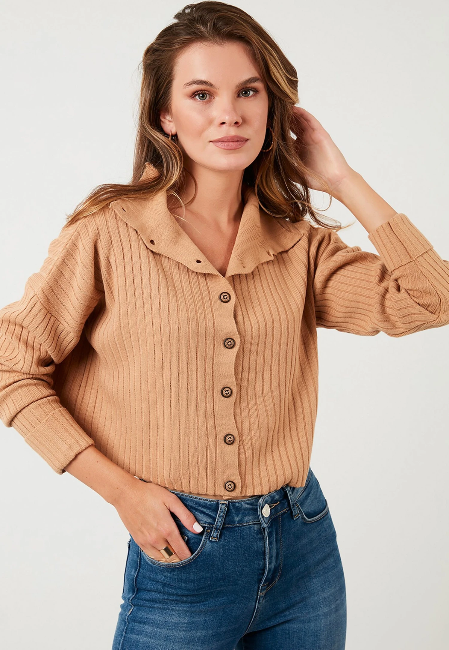 LELA Regular FitCardiganCamel Donna Maglieria L6S21I010-B11 3 LELA Regular FitCardiganCamel Donna Maglieria L6S21I010-B11 - immagine 3