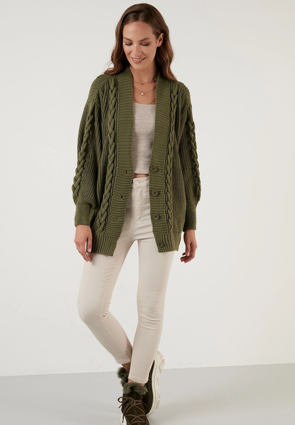 LELA CardiganLight Khaki Donna Maglieria L6S21I02L-N11 2 LELA CardiganLight Khaki Donna Maglieria L6S21I02L-N11 - immagine 2