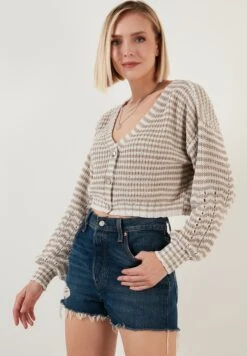 LELA Regular FitCardiganStone Donna Maglieria L6S21I04B-C11 -Lela d527ab965e964944bd758dc94b52fb7c