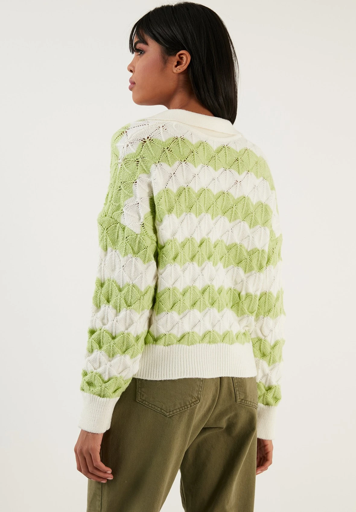 LELA Polo - Ecru/Green 2 LELA Polo - Ecru/Green - immagine 2