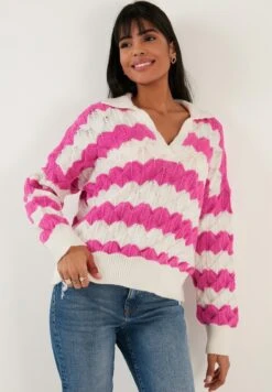 LELA Polo - Ecru/Fuchsia