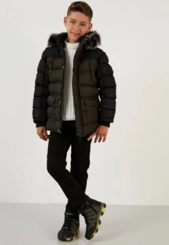LELA Regular FitCappotto InvernaleBlack Khaki Bambini Abbigliamento Outwear L6S24L00D-N11