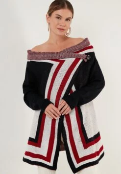 LELA Regular FitCardiganDblue/Ecru/Red Donna Maglieria L6S21I04D-K11